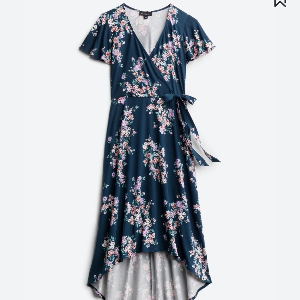 Fortune and Ivy Irene Faux Wrap Brushed Knit Maxi Dress